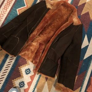 Guyfulop brown suede and fur coat.